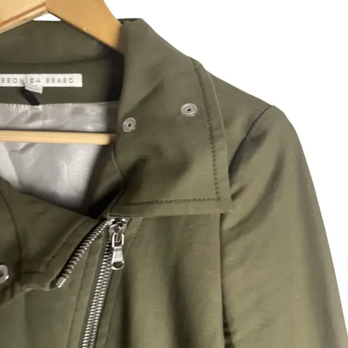 Veronica Beard Olive Green Asymmetric Zip Canvas Preppy Moto Jacket Size 6