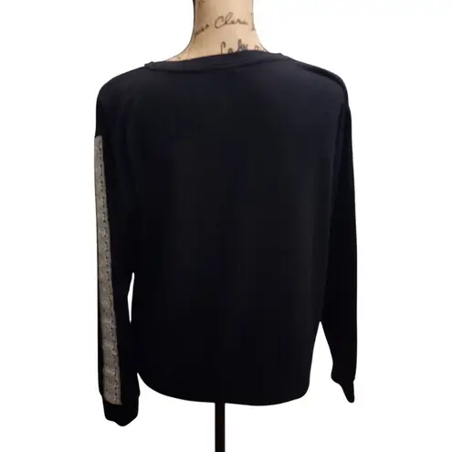 Flora Black Long Sleeve Sweatshirt with Lace Trim Detail