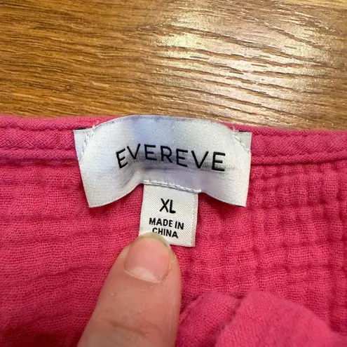 Evereve Women's XL Tank Top Pink Cotton Button Front Double Gauze Summer Cami