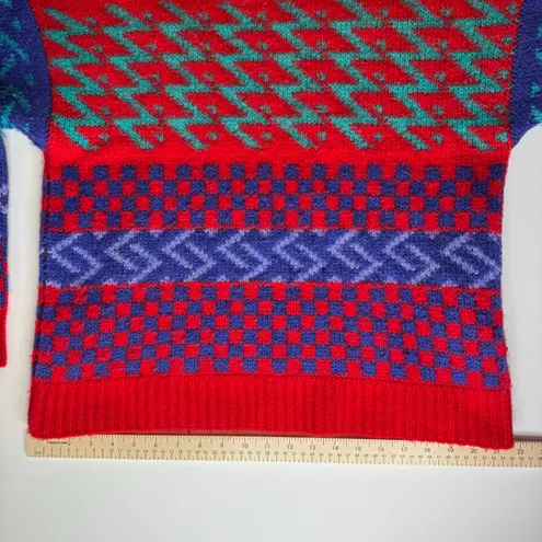 Top Notch Knits Womens VTG Artsy Retro Pullover Sweater Sz M Hand Knit 90s Fall Red Size M