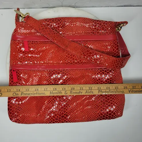 Bags by Pinky Red Patent leather Snakeskin Reptile Convertible Shoulder Bag