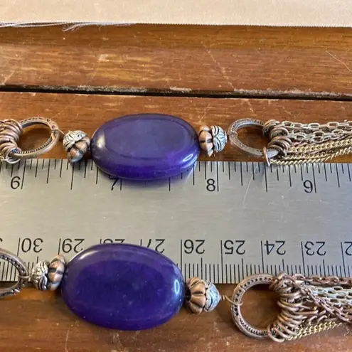 Coldwater Creek 0105 NWT Y2K Knotted Chain and Natural Purple Stone Necklace