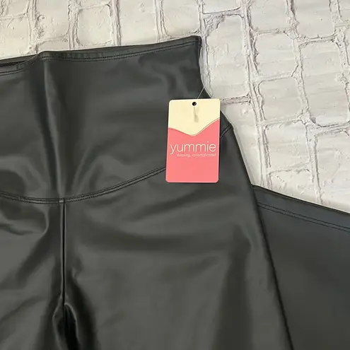 Yummie by Heather Thomson Matte Black Faux Leather Bootcut Shaping Pants Medium