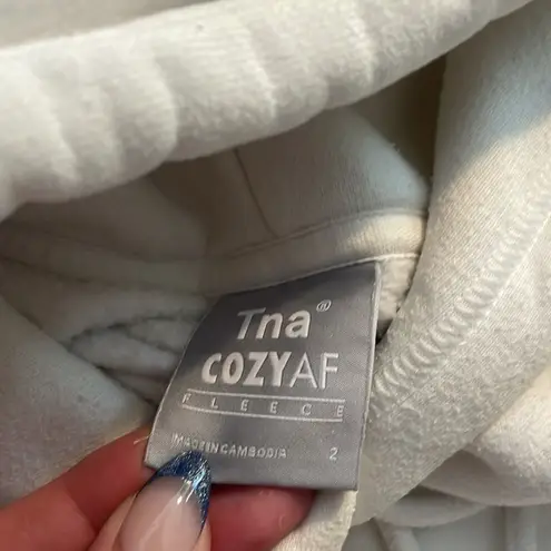 TNA White Sweater with Hood and Relaxed Fit Size 2