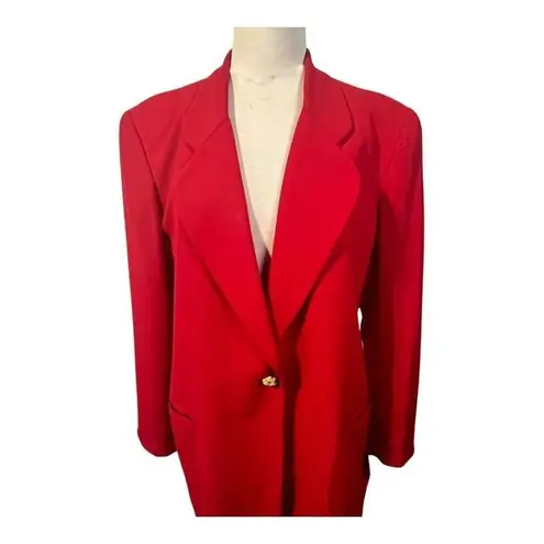 Jennifer Moore Red Blazer Single Button Professional Office Wear Petite Size 14