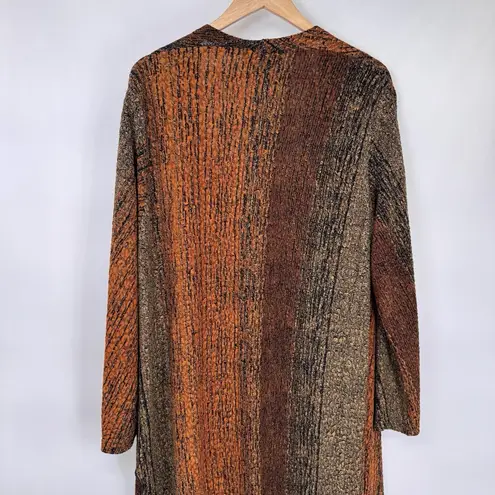 Amanda Smith Vintage Amanda Cardigan Womens XL Orange Brown Stripe Fall Open Front Side Slits