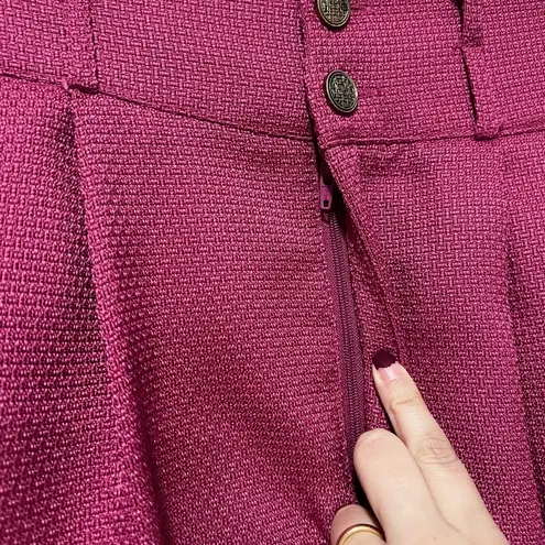 Cider High Waist Wide Leg Tweed Purple Trouser Pants Sz L