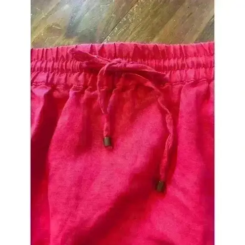 Willi Smith 100% linen Red Drawstring Waist Mini Skirt, M