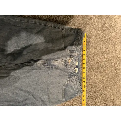 Happily Grey Women's Denim Maxi Skirt with Front Slit Raw Hem Size 5/26 EUC Blue