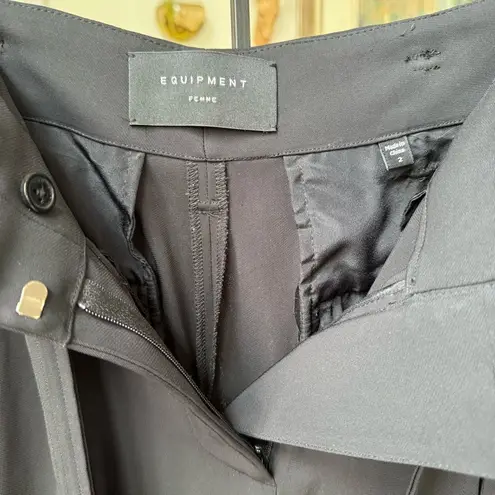 Equipment Femme Black High Waisted Belted Taper Trousers $325 2