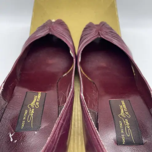 Sesto Meucci Vintage Womens 8 Pumps Burgundy Leather Heels Made In Italy Shoes
