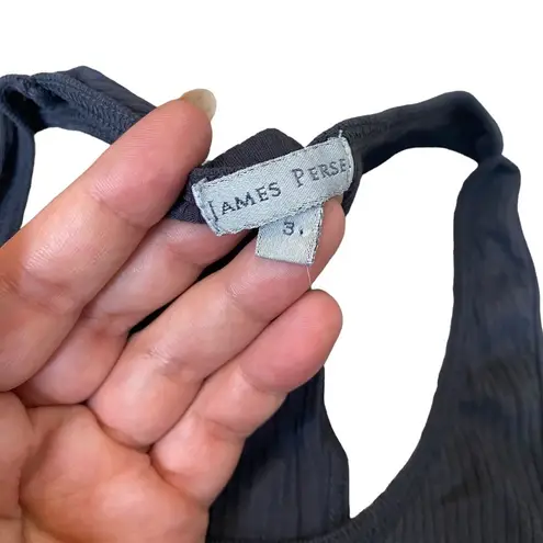 James Perse Womens Size L Ribbed Racerback Tank Charcoal Gray 100% Cotton Basic