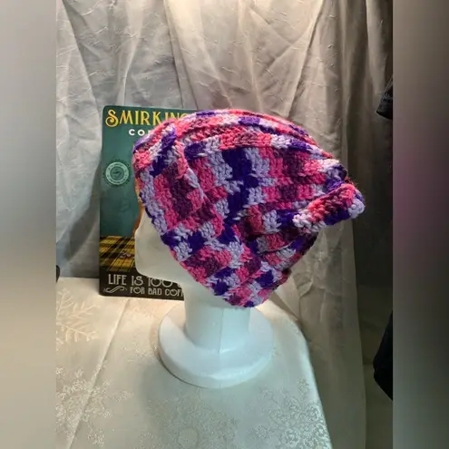 Handmade Pink Purple Cat Beanie