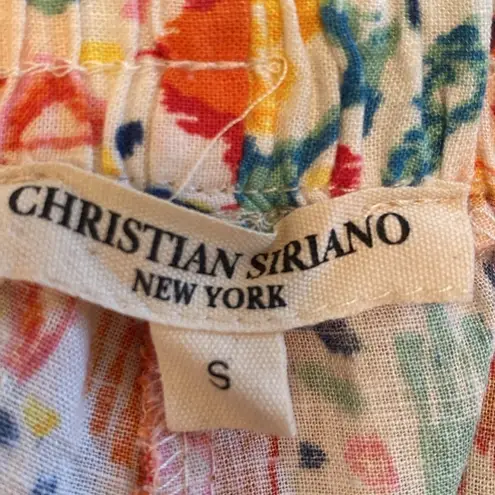 Christian Siriano Linen Blend Balloon Batik Pants Orange Aqua White Size SMALL