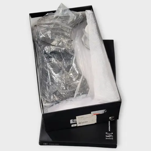 INC International Concepts Is Black and Silver Bling Fringe Heeled Boots Sz 9.5