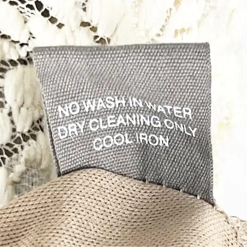 Ryu Brown Cream Crochet Tiered Lace Floral Sleeveless Lined Dress, Size Medium