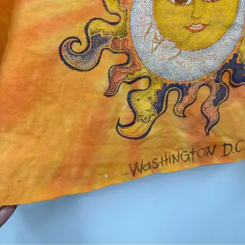 Vintage Y2K Orange Washington DC Tie Dye Short Sleeve Crop Top Size Large