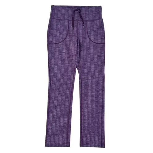 LULULEMON Skinny Will Yoga Pant Ziggy Wee October Inkwell Convertible Waist Sz L Purple Size M