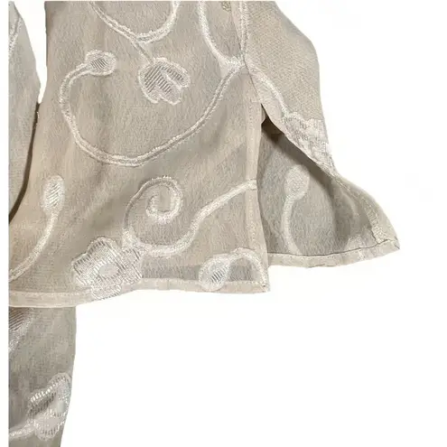 Selene Sport Womens Large Beige Shift Dress Pullover Polyester Floral Embroidery Tan