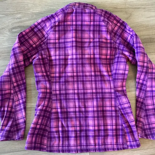 The North Face  Small Pink Purple plaid fleece 1/4 zip up pullover