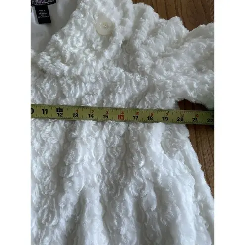 The Pyramid Faux Fur Crop Vintage Jacket 3/4 Sleeve Oversized Peter Pan Collar S White