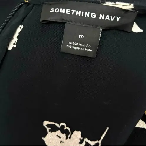 Something Navy Black Cream Floral Easy Flirty Mini Dress - Medium
