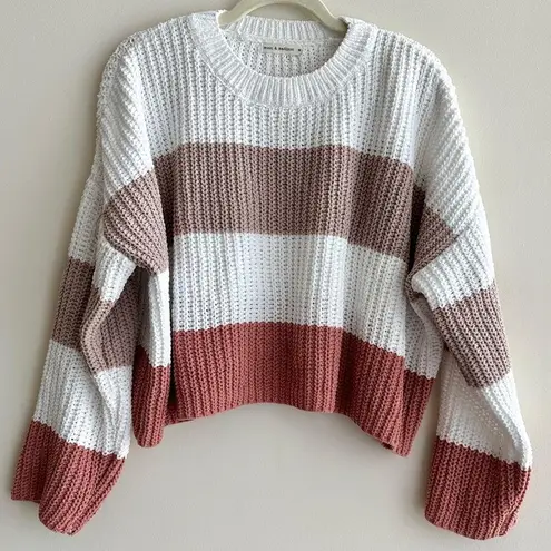 moon & madison Striped Chunky Cropped Knit Sweater