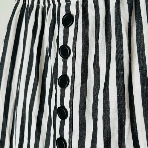 Cupcakes and Cashmere Black White Striped Faux Front Button Midi Skirt Size 2
