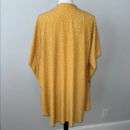 Honeyme Yellow Floral Kimono Short Sleeve Oversize Cardigan Women's Small