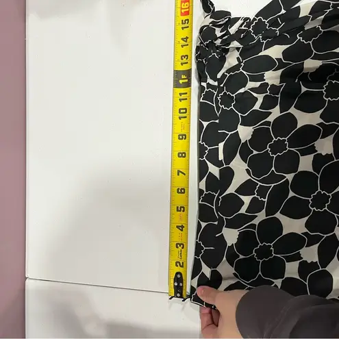 Max Studio  Black Floral Semi Sheer Faux Wrap High Low Midi Skirt Ruffle