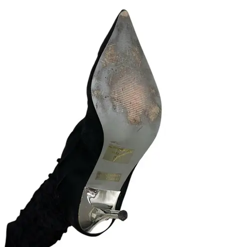 Wild Rose  Black Stretch Lycra Quilted Knit Sock Mirrored Stiletto Boots Women 11