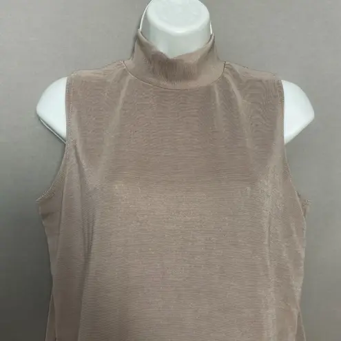 Jason Maxwell Vintage Tank Top Mock Neck Sleeveless Neutral Taupe Women Medium