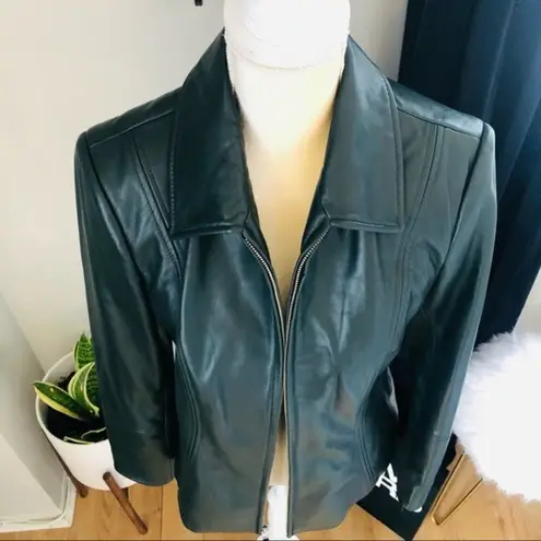 Preston & York Preston & York Lambskin Leather Moto Jacket, Luxurious, Dark Green, Small, NWT