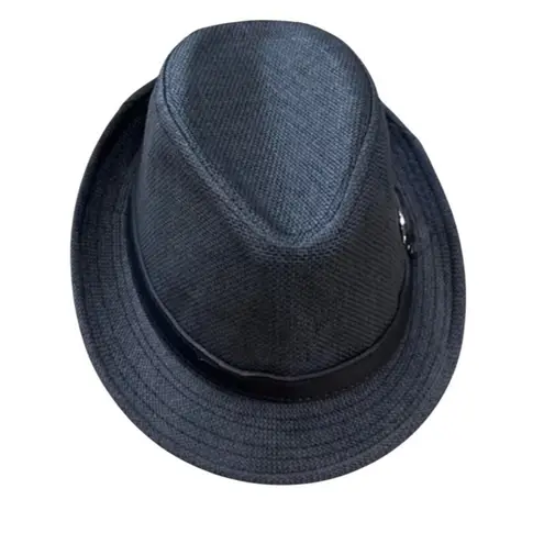 Boutique Ultrafun Straw Fedora Hat Classic Manhattan Dark Gray Black Belt Buckle Band Uni