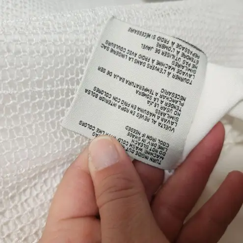 Simply Noelle White Fishnet Ruffle Hem Sleeveless Blouse Size S/M (8-10)