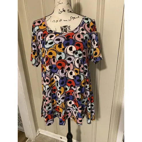 LuLaRoe  Sm Perfect Tee Jack Skellington Skulls Disney Multicolor Swing Dress NEW