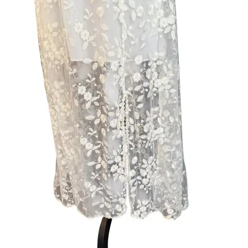 The Kooples Boho Tulle maxi dress smocked embroidered lace wedding bridal Sz3/L