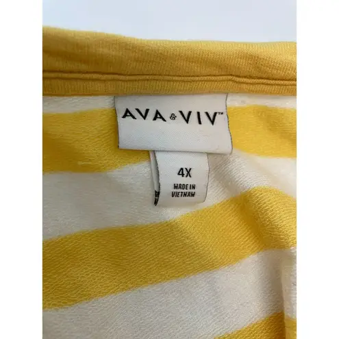 Ava & Viv  Yellow White Striped Short Sleeve Shirt 4x