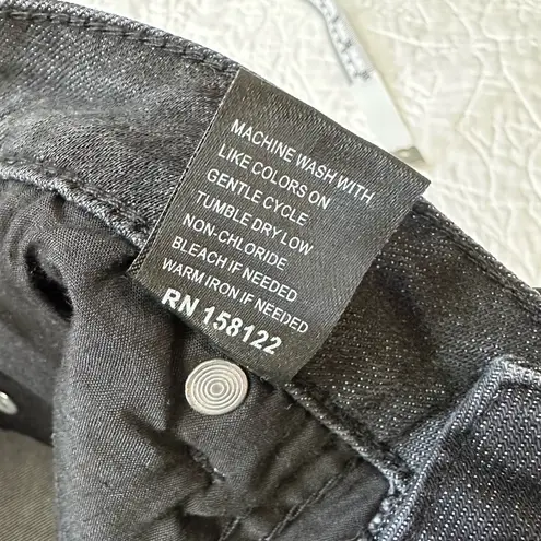 Apny Slim Straight Ankle Black Jeans with Geometric Embroidery Detail Size 10