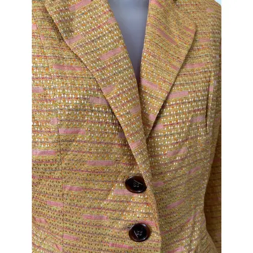 Vintage James Coviello Tweed Peplum Blazer Brown Pink Sz 6 Preppy Academia Twee