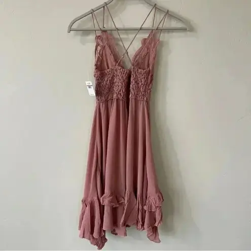 Free People  Adella Boho Slip Dress in Rose XS NWT