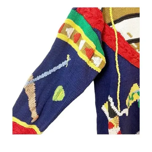 Vintage Britches Sports Handknit Pima Cotton Collared Sweater Golf tennis Blue Size L - Image 3