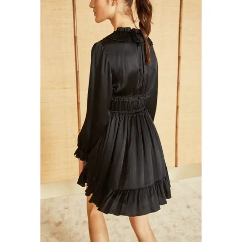 Ulla Johnson NEW Callista Silk Mini Dress Size 4 Black Long Sleeve Ruffle NWT