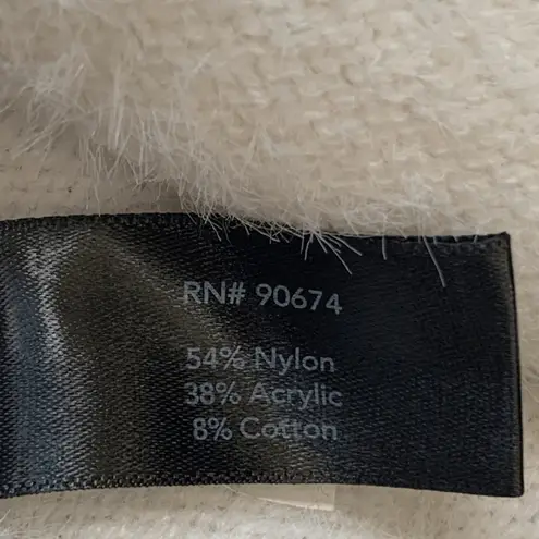 Boston Proper White Black Gold Button Colorblock V Neck Cardigan XS Fuzzy Plush - Image 10