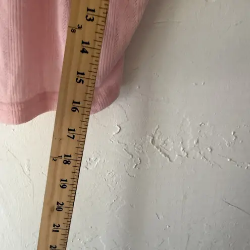 Y2k Pink Lace Trim Crop Cami Top Womens Small Bow Detail Soft Ribbed Coquette