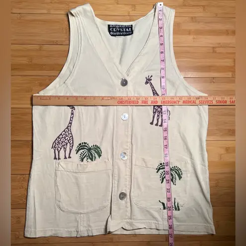 CRYSTAL Women’s VTG Sleeveless Safari Giraffe Animal 100% Cotton Vest,USA|Sz:S/M Purple Size undefined