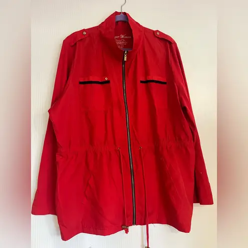 Onque Woman Vibrant Red Jacket with Black Trim Size undefined