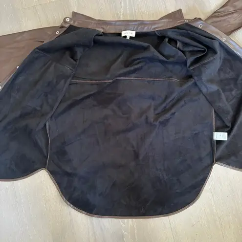 Acoa Faux Leather Shacket Sz S Brown Pearl Snap Western 90's Baggy Oversized