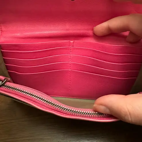 Bottega Veneta Taupe & Pink Long Wallet