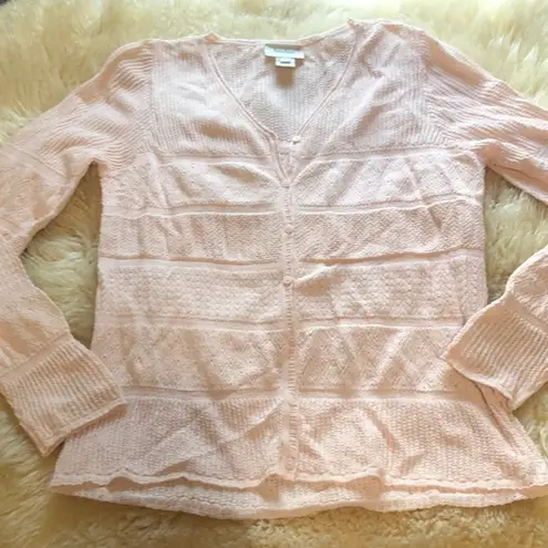 Neiman Marcus Lightweight pale pink button up sweater size M